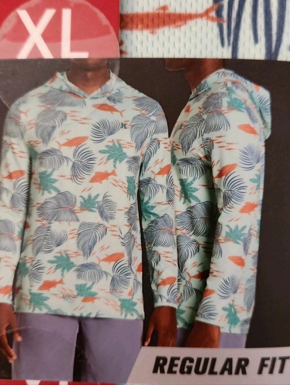 Hurley Hoodie UV UPF  50+  Palms Fish Hybrid Long Sleeve Shirt XL